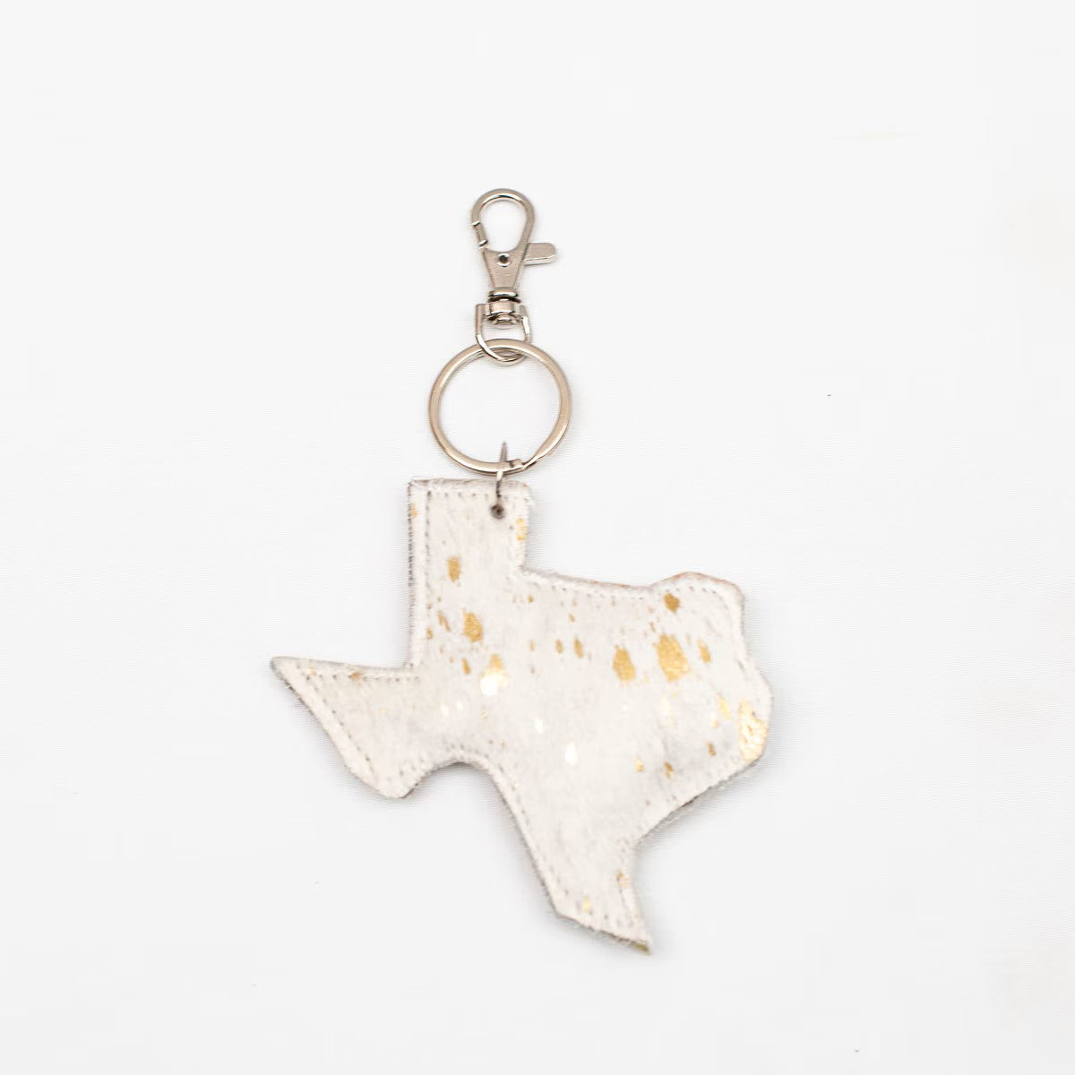 Texas Speckled Metallic Leather Keychain