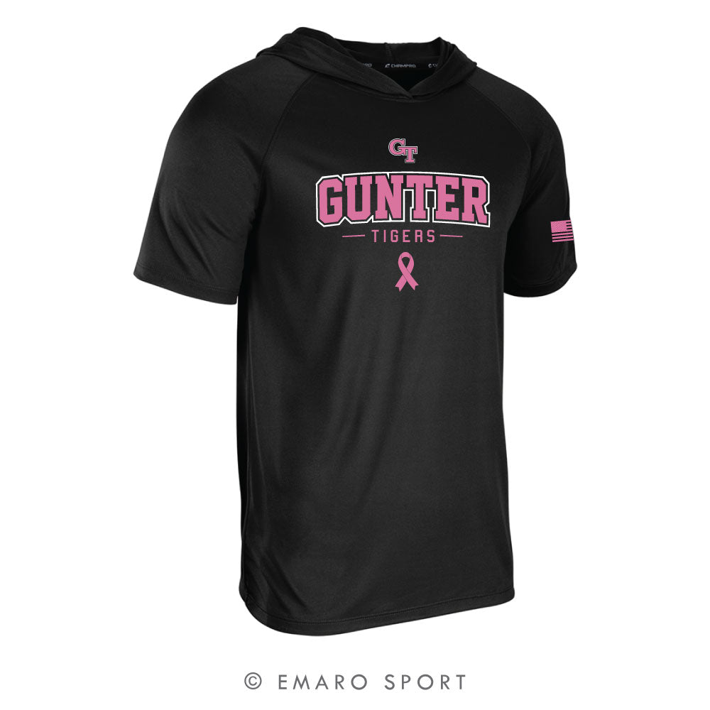 Pink Out Gunter Tigers Performance T-Shirt Hoodie - Black