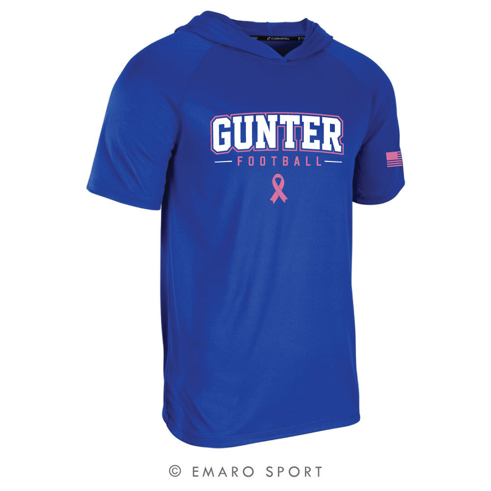 Pink Out Gunter Football Performance T-Shirt Hoodie - Royal
