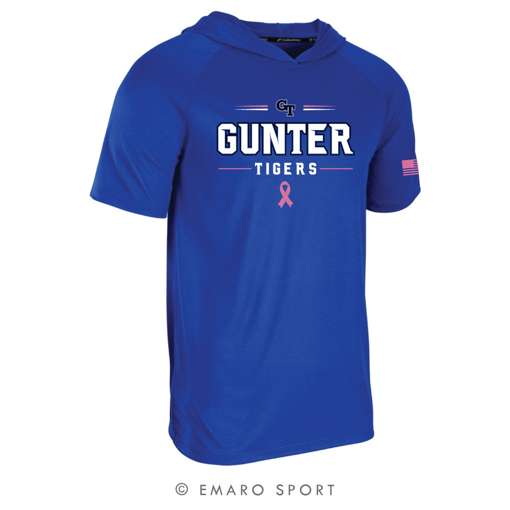 Pink Out Gunter Tigers Performance T-Shirt Hoodie - Royal
