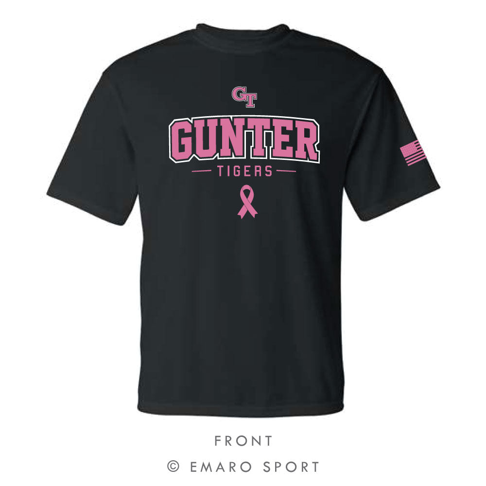 Pink Out Gunter Tigers Performance T-Shirt - Black