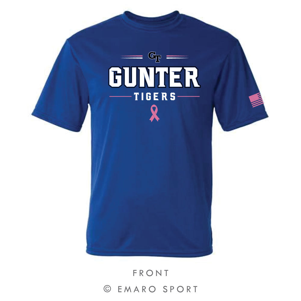 Pink Out Gunter Tigers Performance T-Shirt - Royal