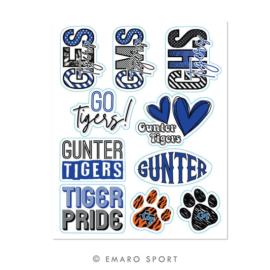 Gunter Tigers 8" x 10" Sticker Sheet